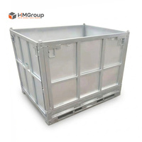 Boîte métallique logistique pliable et empilable en acier galvanisé, conçue pour la sécurité, conteneur de palette pour le stockage de matériaux industriels