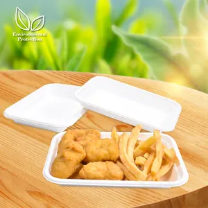 Sunzza 처분할 수 있는 포획 멀리 사탕수수 펄프 제품 Compostable Bagasse 종이 트레이 접시 야채/과일/해산물