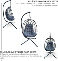 Fauteuil suspendu avec support et coussin rembourré, style bohème, chaise balançoire résistante à l'eau pour jardin, terrasse, balcon ou intérieur