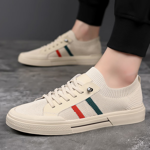 Zapatillas de deporte de malla transpirable para hombre, de verano, con punta redonda, de lona a rayas, informales, ligeras, con entresuela de EVA y suela de goma. - Product Image 2