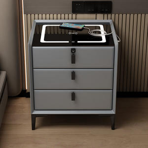 Mesitas de Noche Inteligentes HANYEE, Superventas, con Soporte para Logotipo Original, Carga Inalámbrica <span class=keywords><strong>USB</strong></span>, Diseño de Pino para Dormitorio - Product Image 1