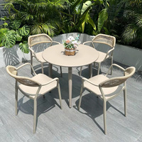 Chaise en aluminium de loisirs pour l'extérieur avec dossier, combinaison table et chaise d'extérieur, chaise en rotin tressé pour balcon