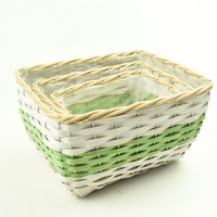Pot de fleurs en osier tressé fait main BSCI, OEM ODM, personnalisé, rose, pour plantes, panier en fibres végétales pour jardin, artisanat décoratif