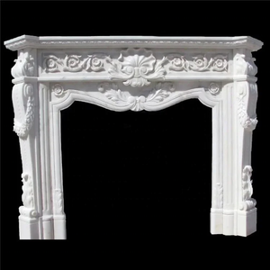 Cadre de <span class=keywords><strong>cheminée</strong></span> d'intérieur en marbre véritable autoportant en <span class=keywords><strong>pierre</strong></span> avec motif de fleurs pour une utilisation en hôtel - Product Image 3