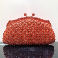 Pochette de soirée SOLING en cuir véritable faite à la main, motif diamant métallique ajouré, entièrement ornée de cristaux, sac de soirée transfrontalier