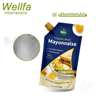 Sachet Doypack personnalisé en aluminium imprimé OEM avec bec verseur pour mayonnaise, sauce barbecue, ketchup, et sauces liquides, qualité alimentaire, pour salades