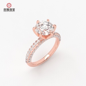 แหวนเพชรทรงกลม Qinglong Jewelry แหวนหมั้นเพชรเดี่ยวทองคำแท้ 14k 18k แหวนเพชรสำหรับเจ้าสาว แหวนสัญญา เครื่องประดับชั้นดี - Product Image 4