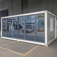 Maison conteneur murale en verre de luxe personnalisée, bureau mobile préfabriqué, maison modulaire 20ft 40ft pour usage commercial