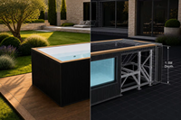 Piscine de luxe de 1,5 m de profondeur, structure en acier, avec fenêtre en verre transparent, piscine moderne pour l'extérieur, jardin, 20 pieds