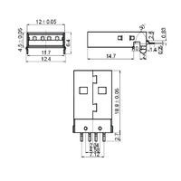 USB 2,0 macho tipo A USB PCB conector enchufe 180 grados SMT macho USB conectores 4 pines SMD