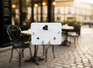 Orecchini a Perno in Argento S925 Placcato Oro con Cristalli, Set di Gioielli da Donna alla Moda - Product Image 2