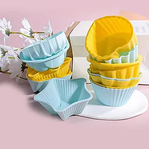 Uso ripetibile della tazza di carta rivestimento per torta tazze facili da pulire muffin torta domanda tazza di carta in silicone stampo per torta