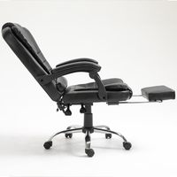 Chaise de bureau exécutive en cuir PU noir OEM/ODM avec support lombaire massant et accoudoirs réglables