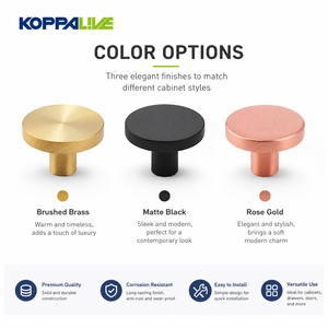 Koppalive Minimalist Gold <strong>Black</strong> Drawer Handle and <strong>Knob</strong> 30mm Round Antique Brushed Solid Brass Cabinet <strong>Knobs</strong> for Furniture - Product Image 3