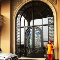 Personnalisable Luxe Fabriqué À La Main Résidentiel En Fer Forgé Double Porte D'entrée pour Villa