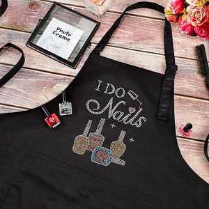 Tablier de beauté et de coiffure haut de gamme, personnalisé, uni, imperméable, noir, à longue sangle, pour artiste des ongles, de qualité supérieure, style américain - Product Image 4