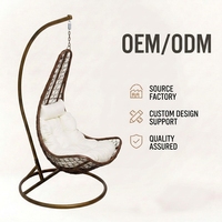 Fauteuil suspendu en rotin PE personnalisé avec support renforcé, siège balançoire en osier robuste pour projets de villégiature de luxe et de jardins