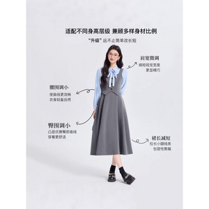 Women's Blue Long Sleeve Blouse With Bow Slim Fit Mid Length Office Commute Poplin Shirt KR8103 - Product Image 4