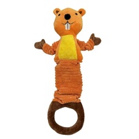 Mainan Tarik Interaktif untuk Anak Anjing, Pembersih Gigi, Desain Groundhog Lucu, Mainan Hewan Peliharaan Plush yang Dapat Diperpanjang dengan Cincin Kunyah