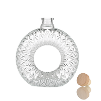 Personnalisé 500ml Plat Fantaisie Cristal Épice Premium Verre Brandy Bouteille Bouchon En Liège Estampage À Chaud Vodka Whisky