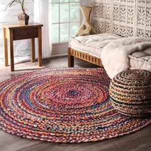 Excellent Quality Solid <b>Chindi</b> Braided Eco-Friendly Anti-Bacteria Non-Slip Flat Pile Floral Modern Jute Backing Area <b>Rugs</b> Set - Product Image 3
