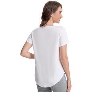 T-shirt décontracté d'été pour femme en viscose de bambou à col rond et manches courtes, basique et doux, idéal pour la détente ou comme pyjama, tailles S-XXL - Product Image 4