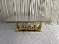 Base à 4 anneaux en acier inoxydable doré pour table de mariage Meubles pour mariés