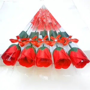 H307 madri san valentino garofano di seta regali fiori fatti a mano stelo singolo sapone artificiale fiore rosa