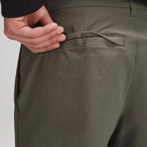 Vêtements de golf professionnels, pantalon droit pour homme en tissu tissé mi-lourd, élasticité, teinture unie, séchage rapide, poche cachée à fermeture éclair, en laine peignée - Product Image 4