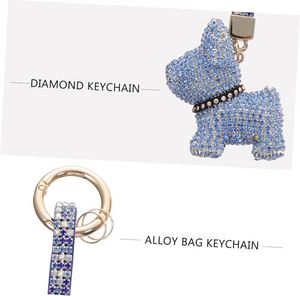 Diamond Key Ring and Bag Hanging Pendant with Blue Crystals Stylish Dog Charm Accessory for Women Is Handbags and Car Keys - Product Image 3
