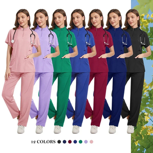 Neues Design Reißverschluss-Stehkragen Krankenschwester-Arzt-Krankenhaus-Uniform, Friseur-<span class=keywords><strong>Spa</strong></span>-Schönheitssalon-Arbeitskleidung-<span class=keywords><strong>Set</strong></span> - Product Image 5