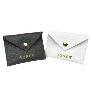 Sosew 7x9cm high quality pointed flap envelope packaging full custom fake leather pouch jewelry