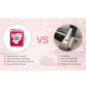 Mini Limpiador Eléctrico de Brochas de Maquillaje de Plástico - Máquina de Limpieza Automática de 2 Colores, También Sirve como Batidora de Café, Edades 4-12 - Product Image 6