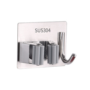 Support de balai et de serpillière mural sans perçage en acier inoxydable 304 pour cuisine et salle de bain, <span class=keywords><strong>rangement</strong></span> domestique - Product Image 1