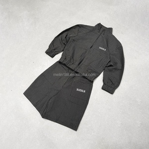 Clothing Custom Tracksuit Set Casual Streetwear <b>Zip</b> <b>up</b> <b>Jackets</b> and Shorts Two Piece Shorts Set Plaid Print Design Jogging Suit - Product Image 1
