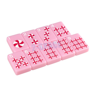 Ensemble de tuiles de Mahjong peintes à la main, rose pétale, en acrylique, style Cheeky Line, Mahjong américain - Product Image 3