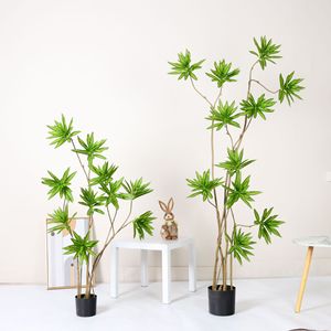 Plante artificielle en plastique Dracaena Reflexa en pot, décoration intérieure pour bureau, jardin, maison, plantes artificielles, plantes factices - Product Image 2