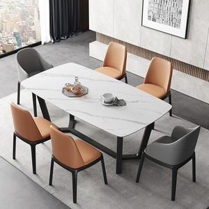 Table à manger en pierre, style <span class=keywords><strong>Pandora</strong></span> brillant, design italien de luxe léger, inspiration nordique moderne, pour restaurant - Product Image 3