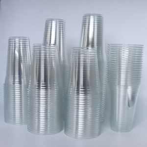 Wholesale Crystal Clear PET Disposable Glass Smoothie Wine Cup Yogurt Strawless Lid <b>Plastic</b> Cup with <b>Straws</b> - Product Image 1