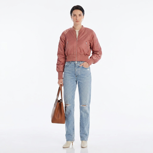 Blouson bomber à capuche pour femme, 100% polyester, tissu en toile, imperméable, coupe-vent, fermeture éclair, col mandarin, doublure en soie, coton - Product Image 4