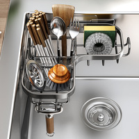 NFS Métal Robinet De Cuisine Rack De Rangement Évier Vaisselle Bassin Vidange Panier Baguettes Titulaire pour Tissu Éponge