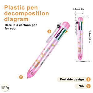 ปากกาลูกลื่นพลาสติก 6-in-1 หลายสี พิมพ์โลโก้ตามสั่ง ของขวัญนักเรียน ของชำร่วย ของที่ระลึก สำหรับโรงเรียน - Product Image 2