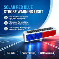Feux stroboscopiques LED à énergie solaire en matériau PC rouge et bleu avec son d'avertissement clignotant, protection IP65 pour routes urbaines et aéroports