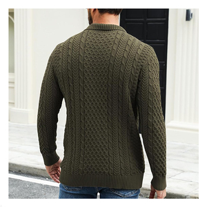 Pull en tricot surdimensionné personnalisé pour homme avec col montant et logo frontal - Product Image 6