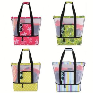 Bolsa de Playa de Malla 2 en 1 con Logotipo Personalizado, Bolsa de Almacenamiento Aislada en la Parte Inferior, Bolsa Impermeable de Gran Capacidad para Picnic, Camping y Viajes - Product Image 3