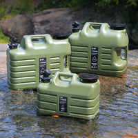 Seau à eau carré d'extérieur de 6,6 gallons (25 litres) en PE de qualité alimentaire avec robinet et couvercle, conteneur d'eau pour le camping, réservoir d'eau