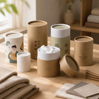 Emballage personnalisé en tube de papier kraft, boîte cylindrique en carton pour thé, bougie, cadeau, collation