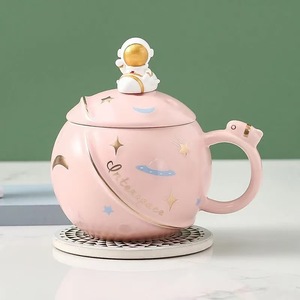 Cangkir Keramik Kreatif Grosir untuk Perjalanan, Hadiah Mug Susu Astronot Planet Kartun untuk Anak-Anak - Product Image 5