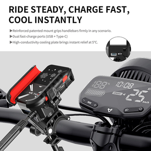 Soporte <span class=keywords><strong>para</strong></span> Teléfono Móvil <span class=keywords><strong>para</strong></span> Scooter <span class=keywords><strong>El</strong></span>éctrico de Fácil Instalación, Soporte Impermeable <span class=keywords><strong>para</strong></span> Teléfono de Bicicleta/Motocicleta con Carga Rápida y Ventilador de Refrigeración - Product Image 2