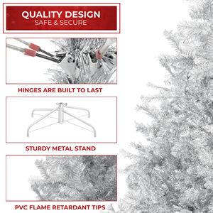 Árbol <span class=keywords><strong>de</strong></span> Navidad Sintético <span class=keywords><strong>de</strong></span> PET Plateado <span class=keywords><strong>de</strong></span> 7 Pies, Decoración con Bolas <span class=keywords><strong>de</strong></span> Navidad, Fácil <span class=keywords><strong>de</strong></span> Guardar y Armar - Product Image 6